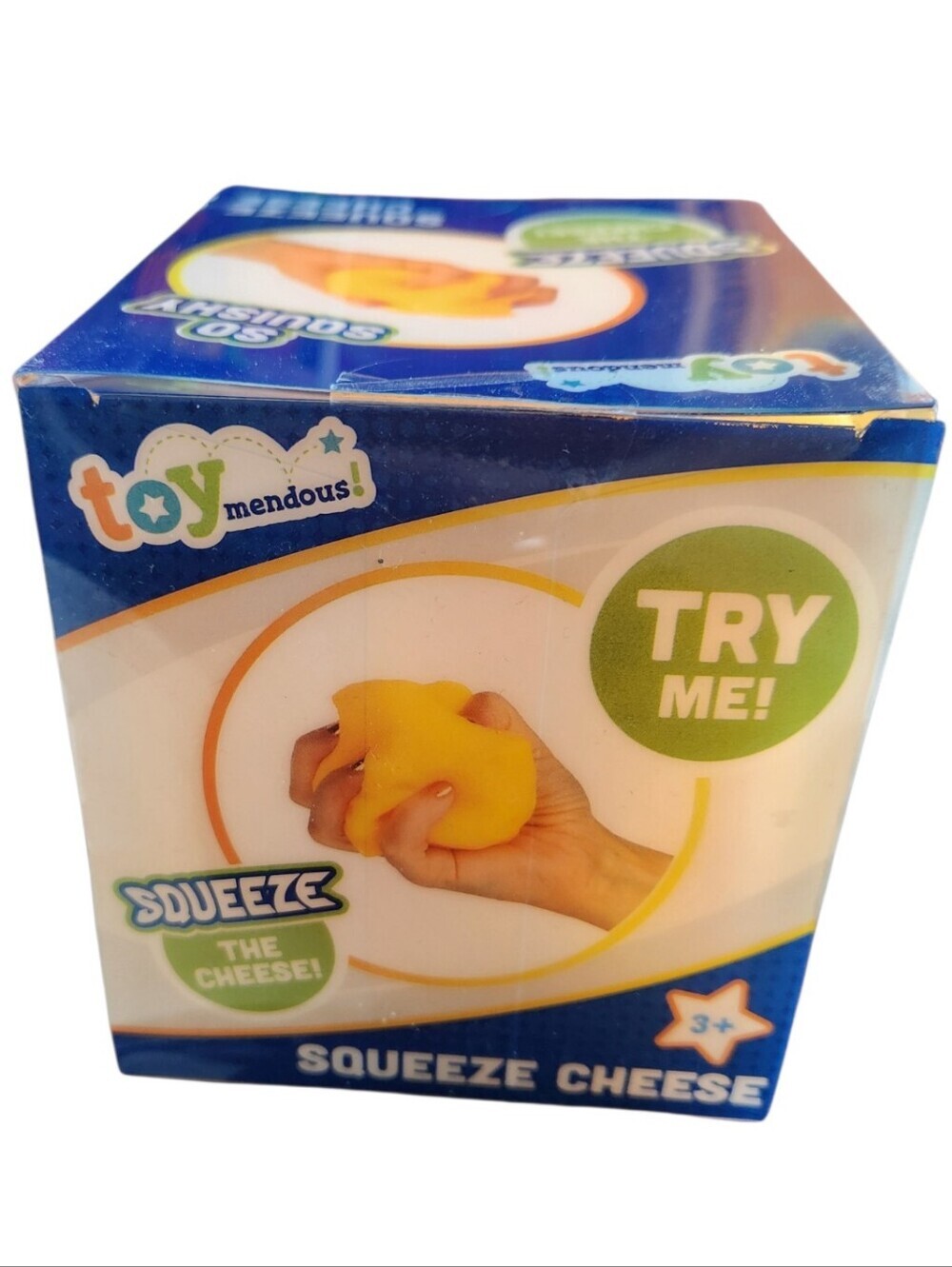 NEW Sunny Days Squeezy Cheese Block Bright Yellow Jumbo Squishy Stress Ball Poke